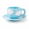 Aesthetic Ceramic Coffee Cup & Saucer Set — Hand-Painted Cloud Pattern, Glossy Glaze Desk Coffee Mug | Alt Desk