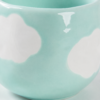 Aesthetic Ceramic Coffee Cup & Saucer Set — Hand-Painted Cloud Pattern, Glossy Glaze Desk Coffee Mug | Alt Desk