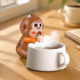 场景氛围图 Adorable Animal Cup Clip Fan – Silent Mini Fan for Office Desk, Hot Beverage Cooler, Cute Portable USB Fan